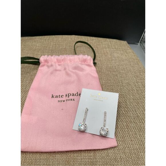 kate spade Clink of Ice Linear Earrings Silver/ Clear Drop NWT Formal Wedding - Picture 3 of 8